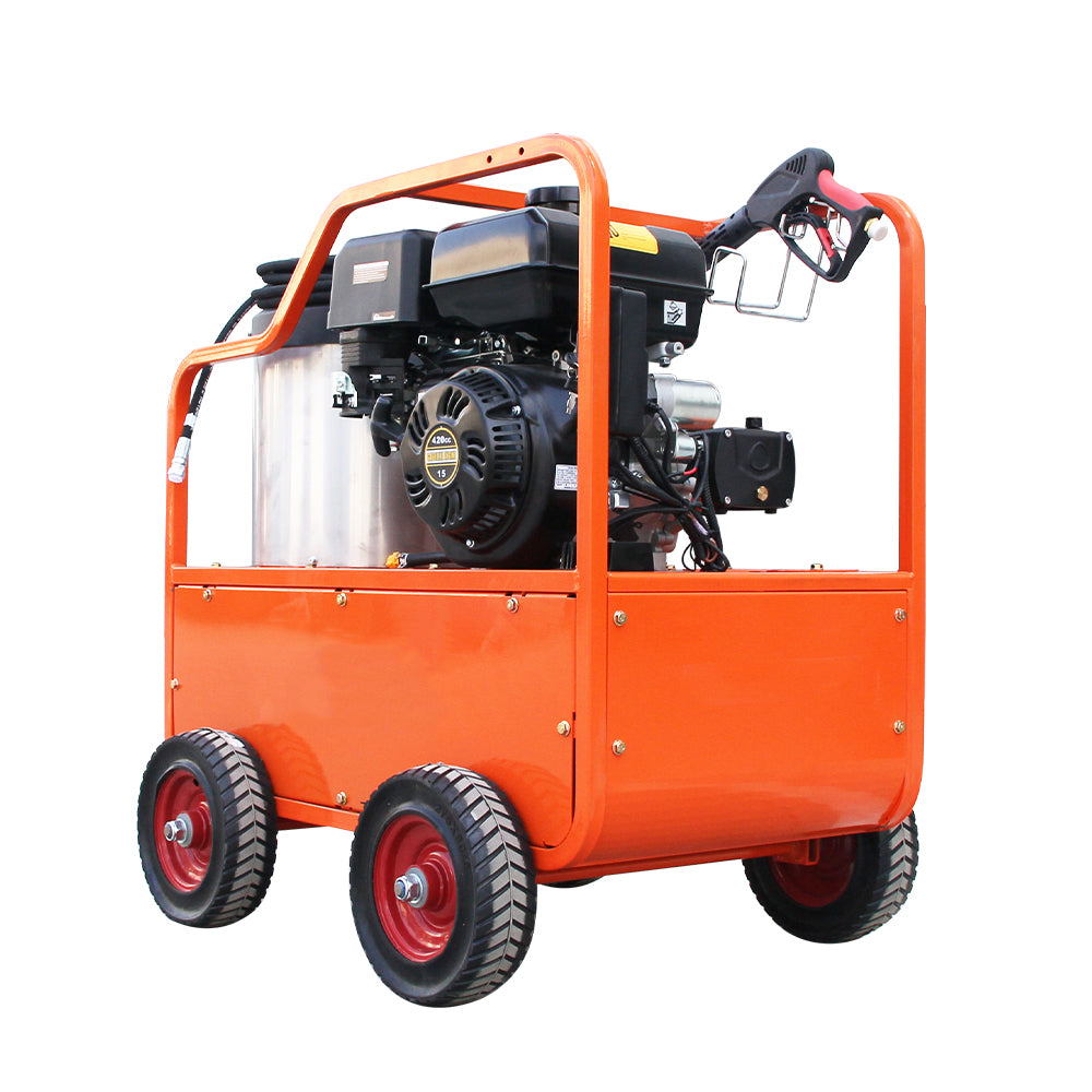 Hot Water Pressure Washer, Gas Powered Heated High Pressure Cleaner, 4060 PSI 4.0 GPM Portable Industrial Power Washer for Equipment, Farm, and Construction Use
