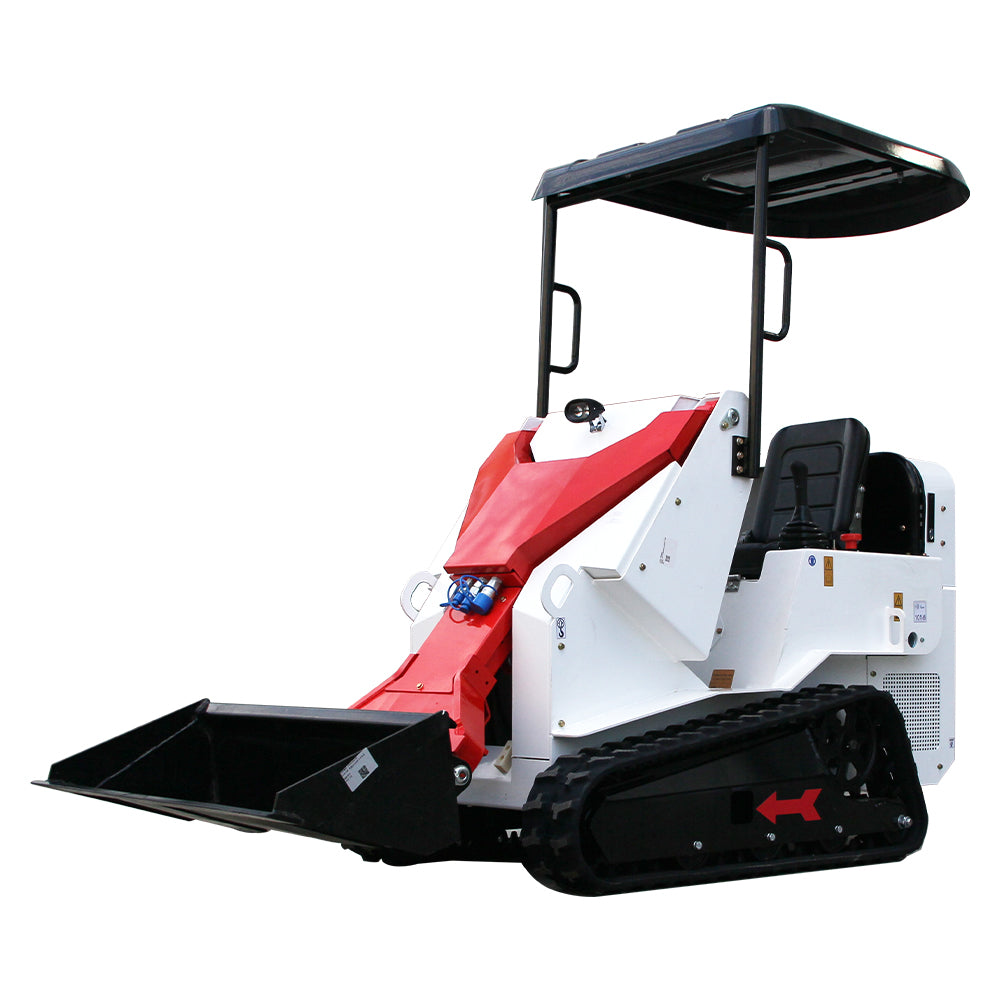B&S Engine Gas-Powered Mini Skid Steer Loader, Stand-On Mini Loader with Heavy-Duty Tracks, Compatible with Mini Skid Steer Attachments (red-white)