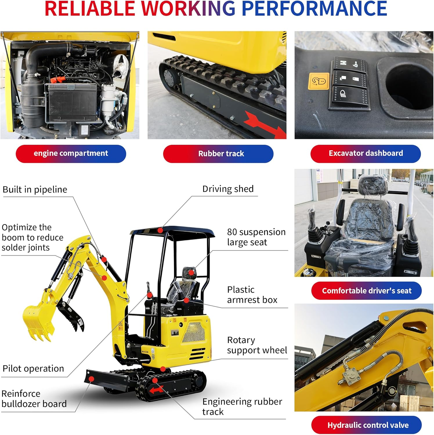 DigMaster 1.8 Ton Mini Excavator Kubota 3-Cylinder Diesel Engine Equipped with Pilot System System Track Extension Side Swing Arm EPA Certification