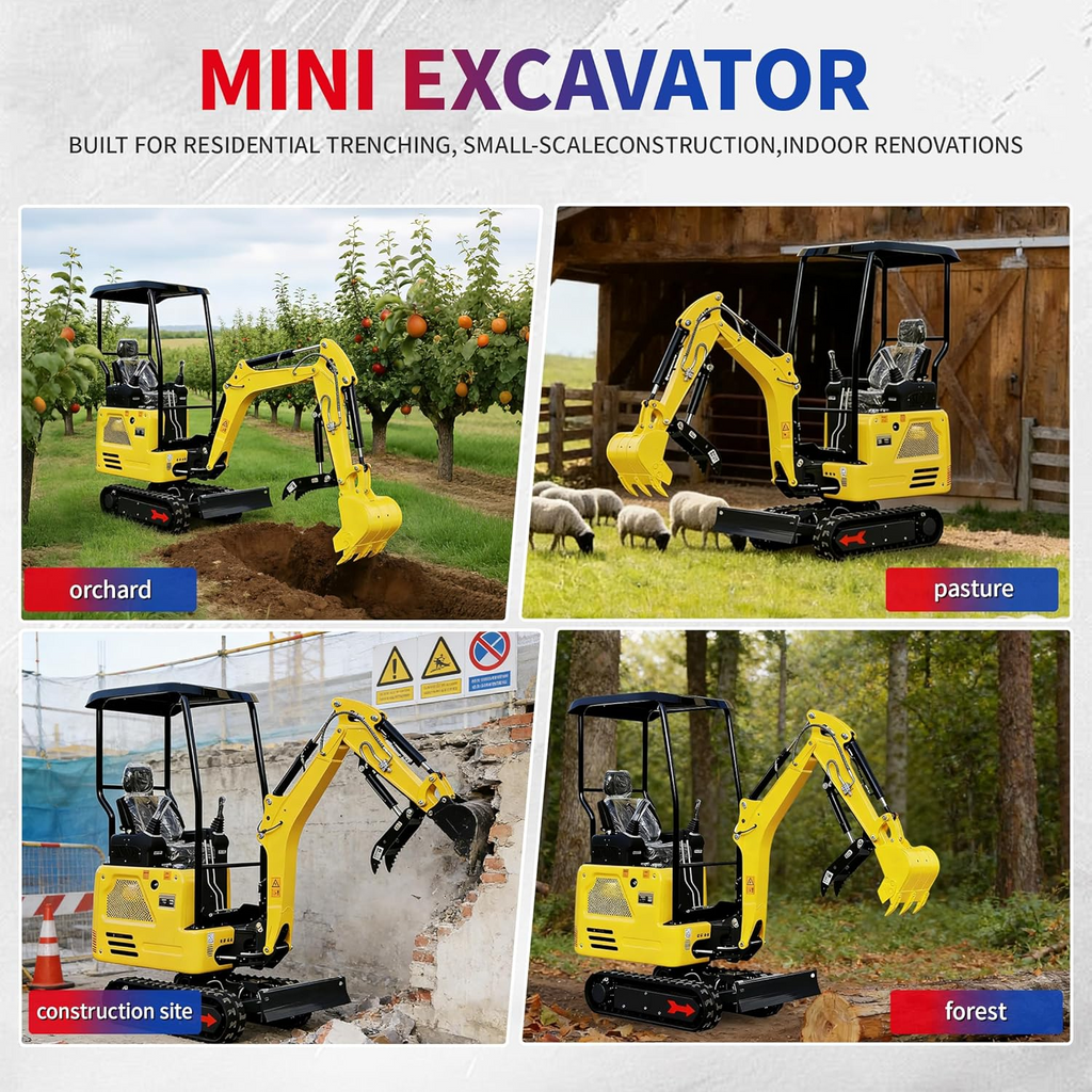 DigMaster 1.8 Ton Mini Excavator Kubota 3-Cylinder Diesel Engine Equipped with Pilot System System Track Extension Side Swing Arm EPA Certification