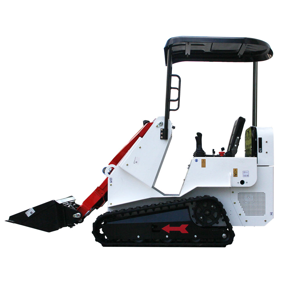 B&S Engine Gas-Powered Mini Skid Steer Loader, Stand-On Mini Loader with Heavy-Duty Tracks, Compatible with Mini Skid Steer Attachments (red-white)