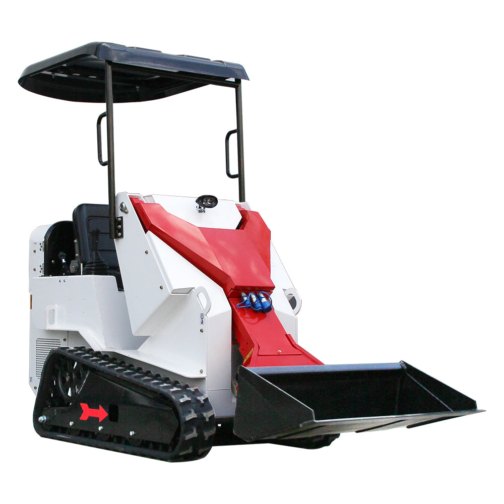 B&S Engine Gas-Powered Mini Skid Steer Loader, Stand-On Mini Loader with Heavy-Duty Tracks, Compatible with Mini Skid Steer Attachments (red-white)