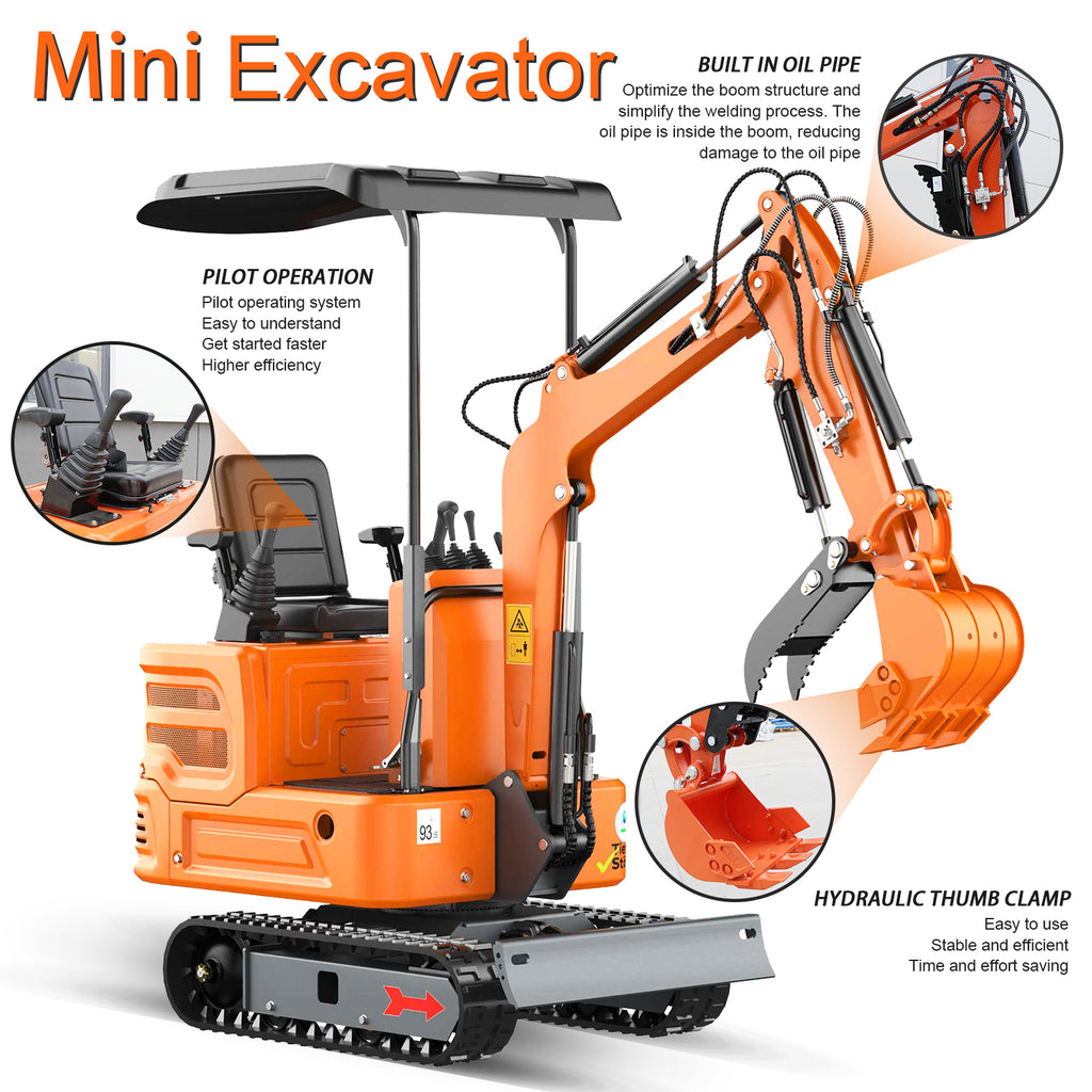 DigMaster 1.2-Ton Mini Excavator Equipped with Pilot System 13.5HP B&S Petrol Engine Suitable for Homes Farms Municipal Parks Etc EPA Certification