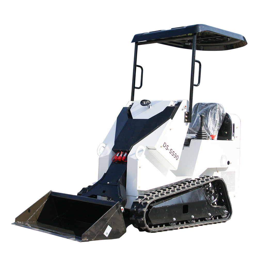 Ride-On Mini Skid Steer Loader, 15HP Gas Engine, Industrial Tracks & Quick-Attach System for Landscaping and Construction (White)