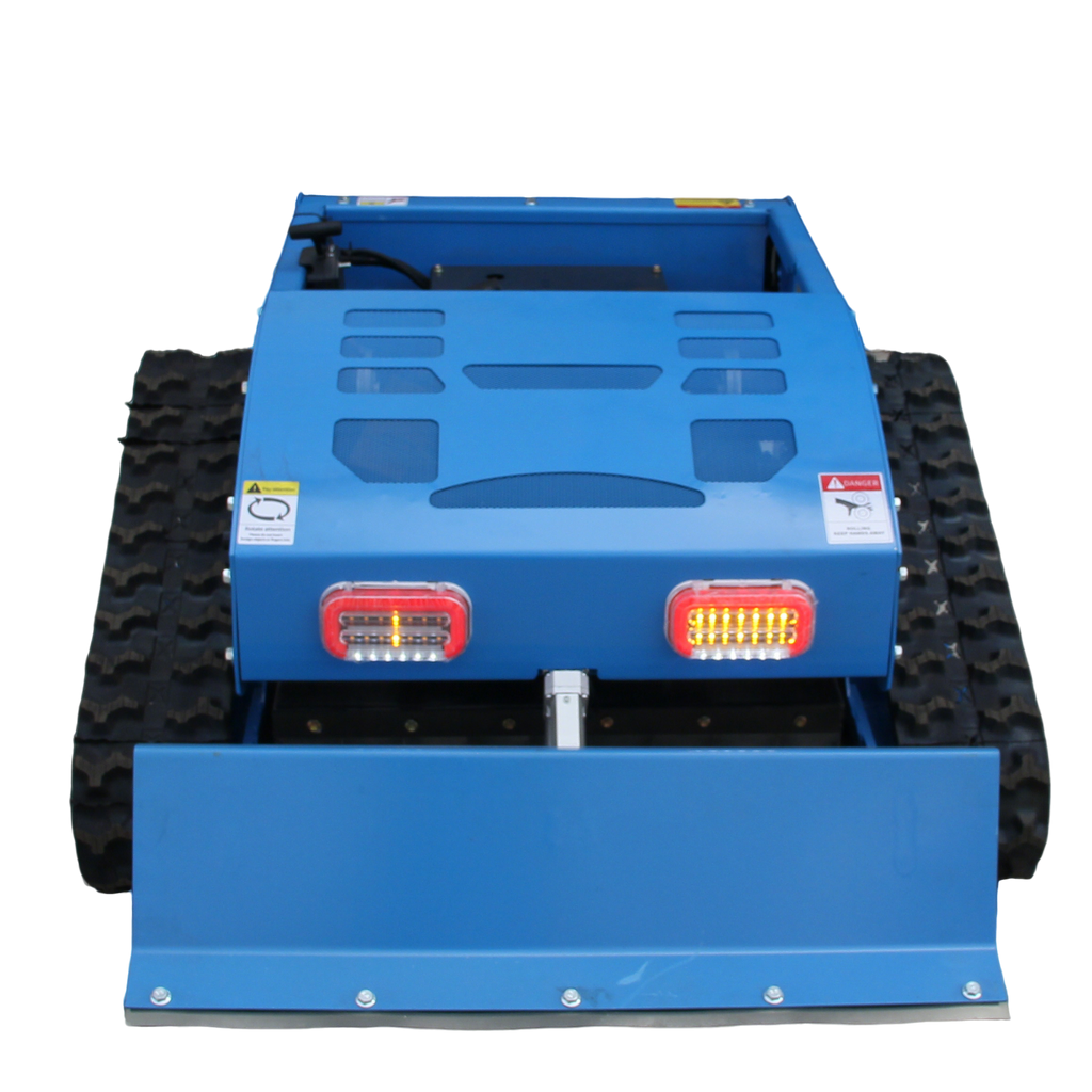 Remote Control Track Lawn Mower with Snow Plow – 9HP Gas Engine, 600m Range, 21.6 Cutting Width, Adjustable Height RC Robotic Lawn Mower for Slopes, Orchards & Commercial Use