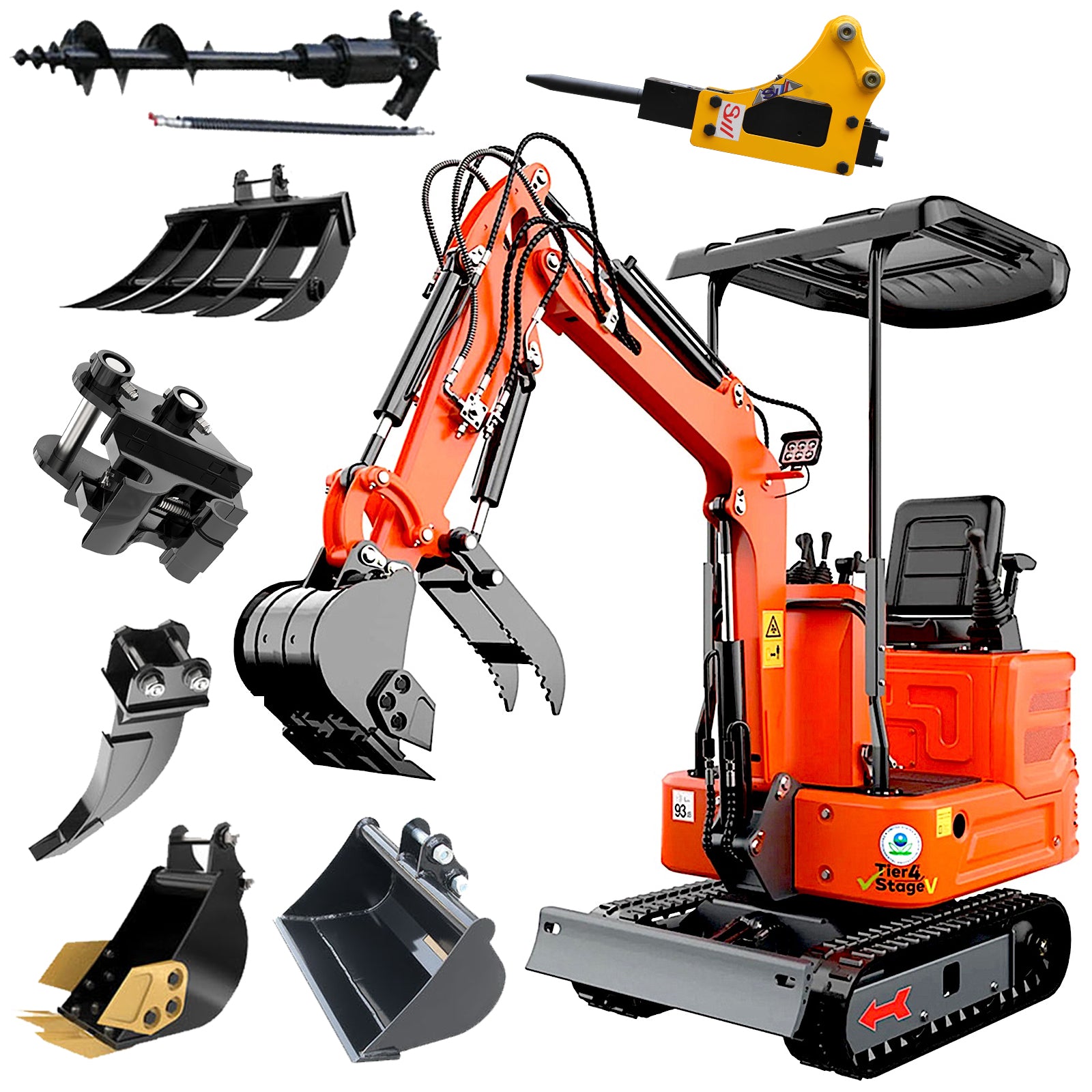 DigMaster 1.2-Ton Mini Excavator Equipped with Pilot System 13.5HP B&S Petrol Engine Suitable for Homes Farms Municipal Parks Etc EPA Certification