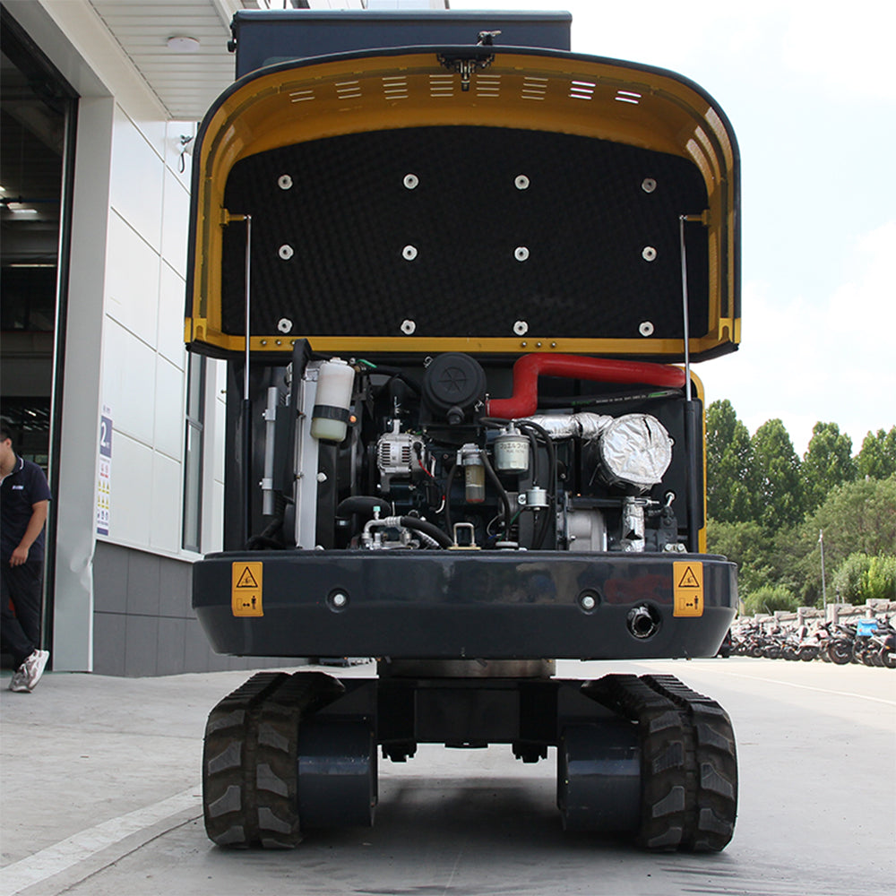 3.5 Ton Mini Excavator, 25 HP Kubota-Diesel Engine, Hydraulic Thumb, Air-Conditioned Cab, Compact Design for Construction & Landscaping (Yellow)