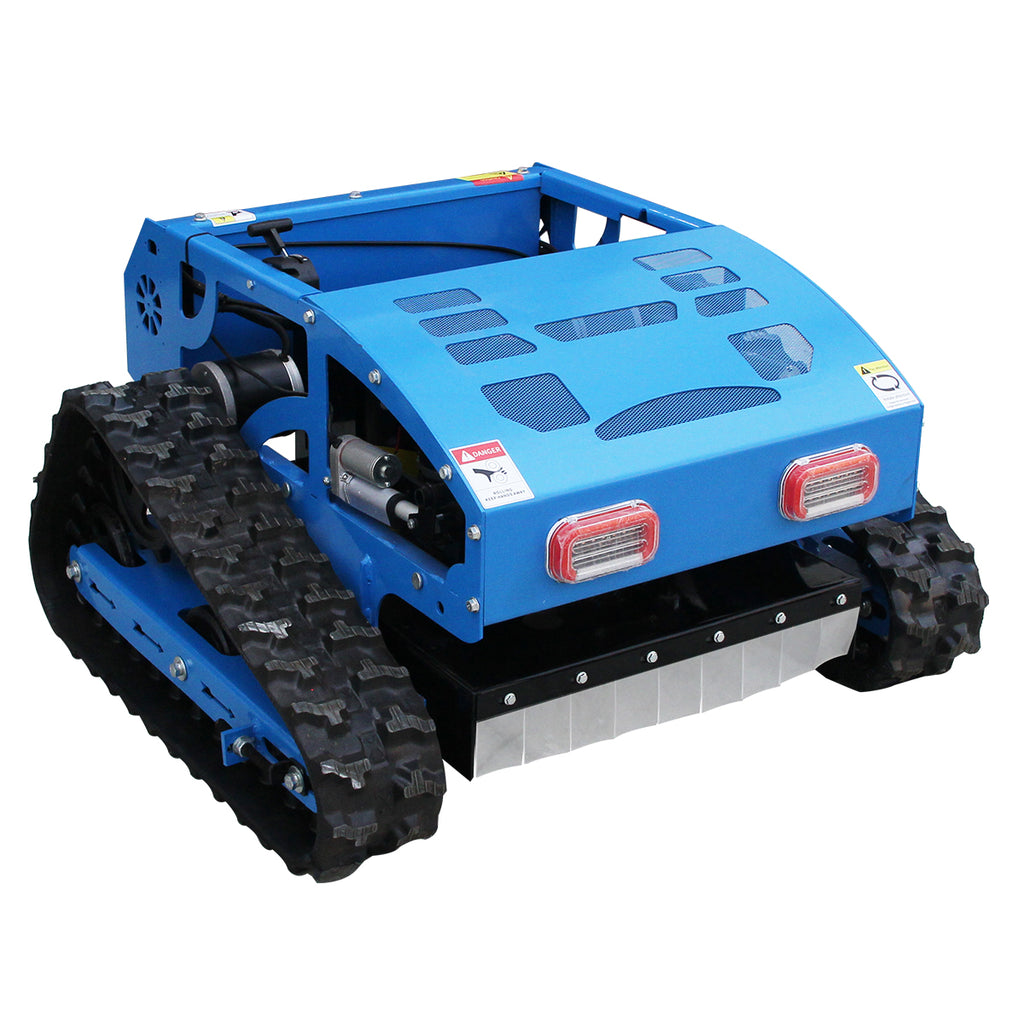 Remote Control Track Lawn Mower with Snow Plow – 9HP Gas Engine, 600m Range, 21.6 Cutting Width, Adjustable Height RC Robotic Lawn Mower for Slopes, Orchards & Commercial Use