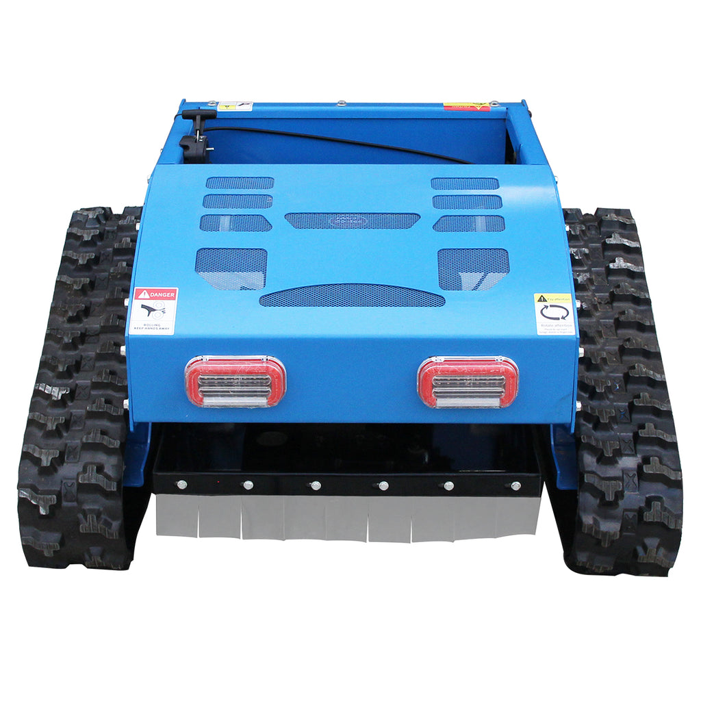 Remote Control Track Lawn Mower with Snow Plow – 9HP Gas Engine, 600m Range, 21.6 Cutting Width, Adjustable Height RC Robotic Lawn Mower for Slopes, Orchards & Commercial Use