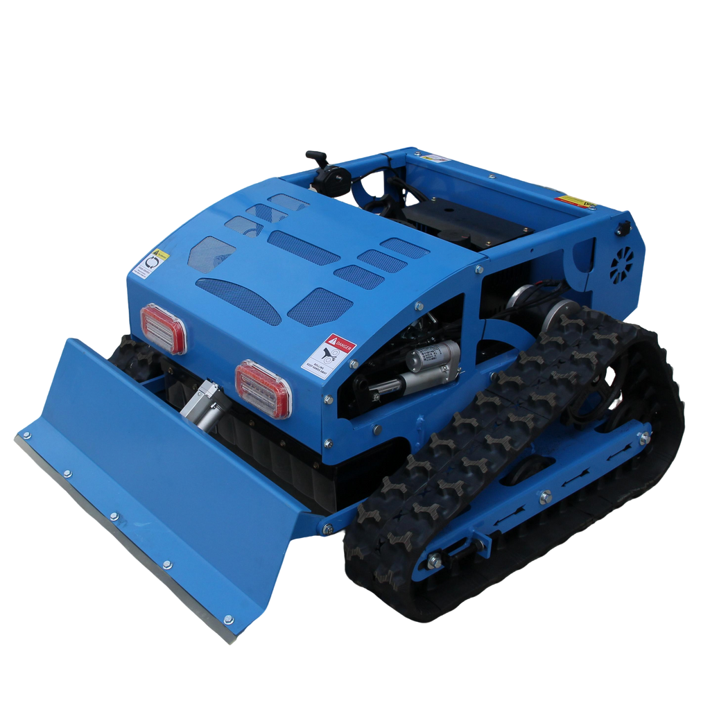 Remote Control Track Lawn Mower with Snow Plow – 9HP Gas Engine, 600m Range, 21.6 Cutting Width, Adjustable Height RC Robotic Lawn Mower for Slopes, Orchards & Commercial Use
