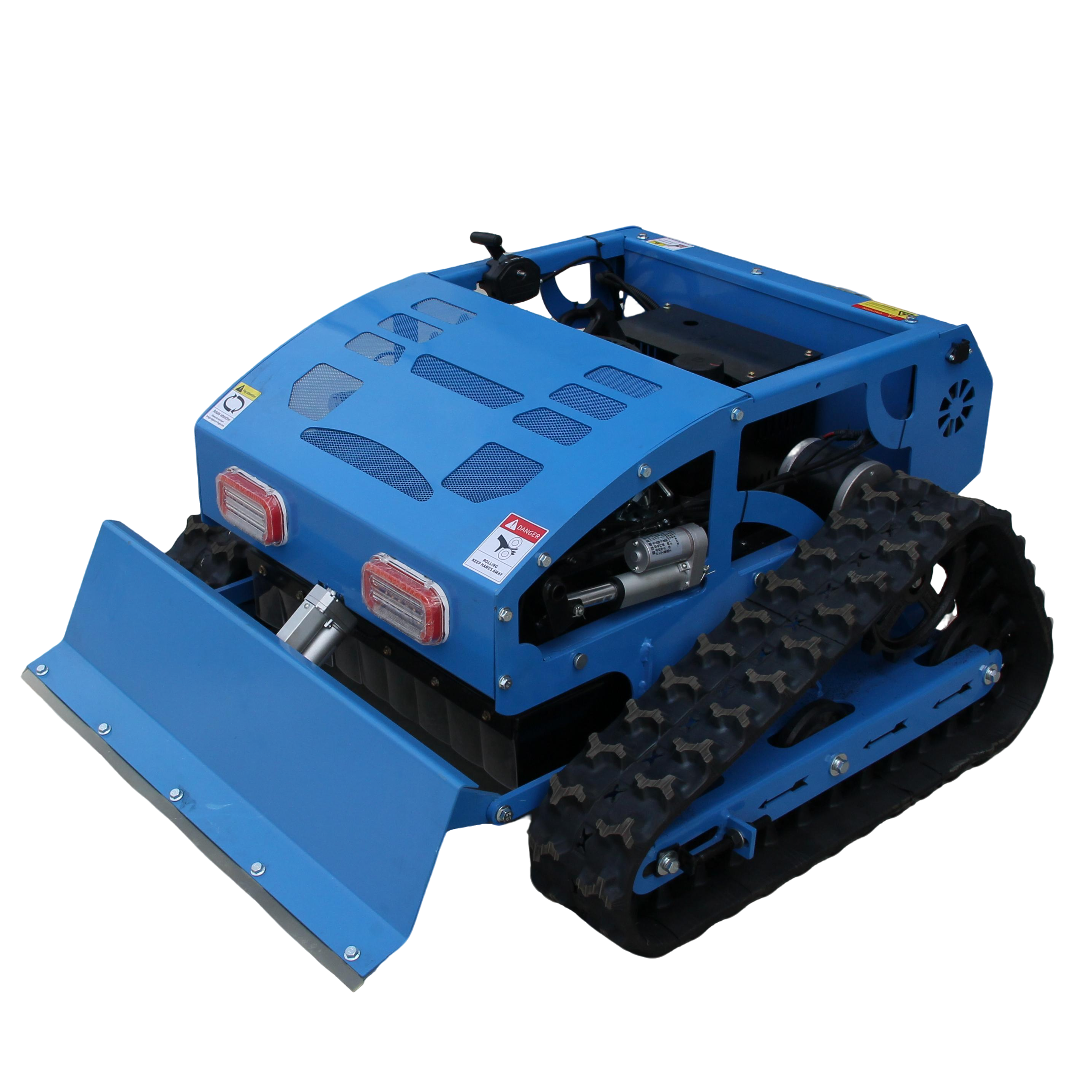 Remote Control Track Lawn Mower with Snow Plow – 9HP Gas Engine, 600m Range, 21.6 Cutting Width, Adjustable Height RC Robotic Lawn Mower for Slopes, Orchards & Commercial Use