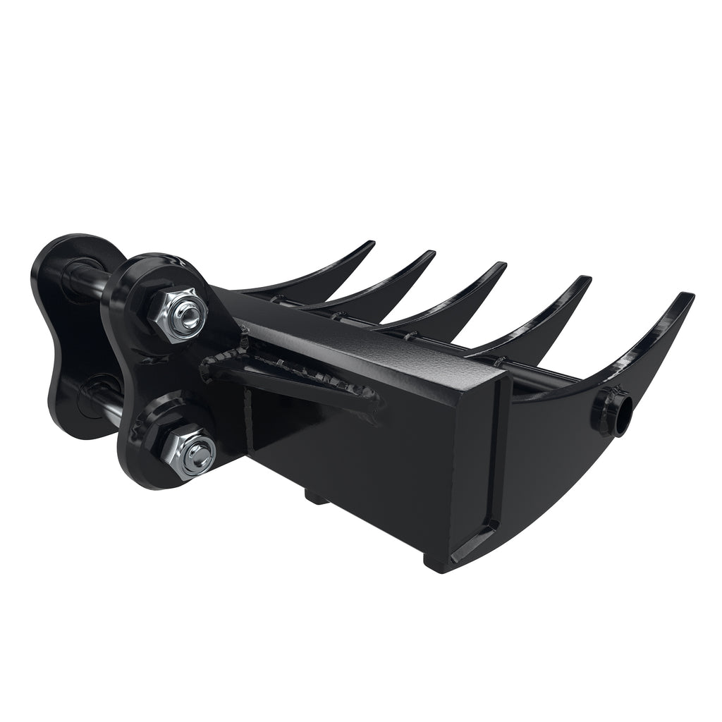 400mm rake attachment for 1-1.5 ton mini excavators, 5 teeth with link pin