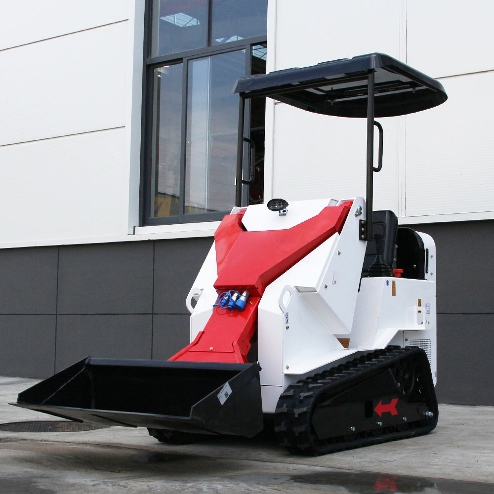 B&S Engine Gas-Powered Mini Skid Steer Loader, Stand-On Mini Loader with Heavy-Duty Tracks, Compatible with Mini Skid Steer Attachments (red-white)