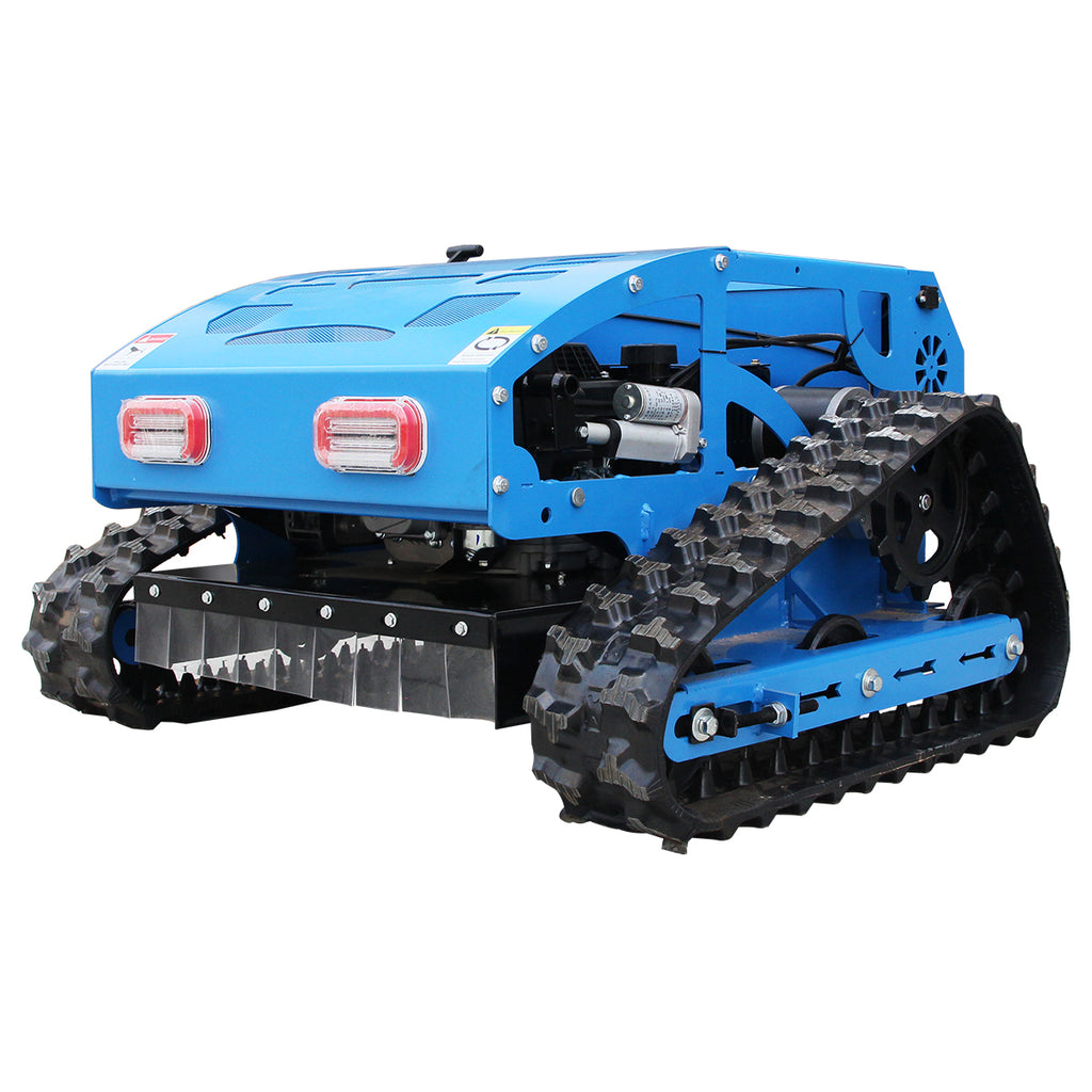 Remote Control Track Lawn Mower with Snow Plow – 9HP Gas Engine, 600m Range, 21.6 Cutting Width, Adjustable Height RC Robotic Lawn Mower for Slopes, Orchards & Commercial Use