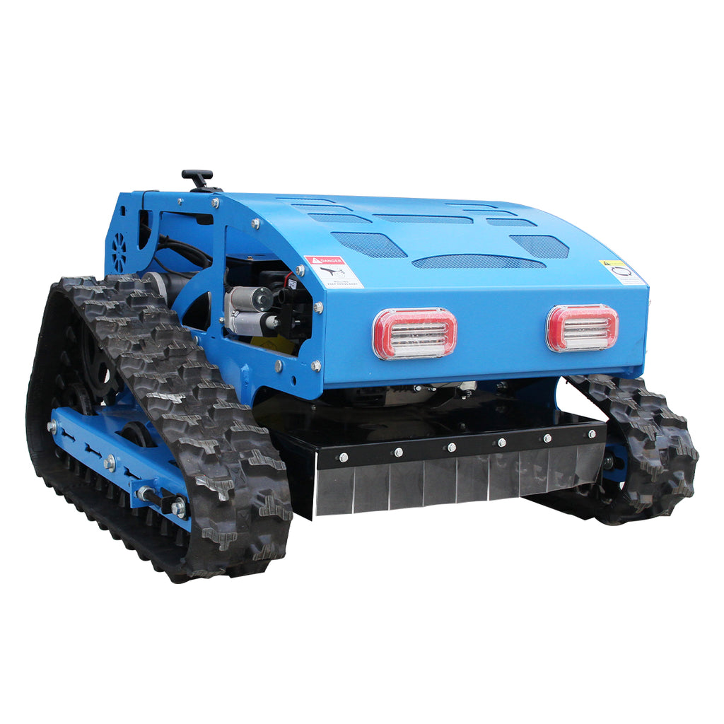 Remote Control Track Lawn Mower with Snow Plow – 9HP Gas Engine, 600m Range, 21.6 Cutting Width, Adjustable Height RC Robotic Lawn Mower for Slopes, Orchards & Commercial Use