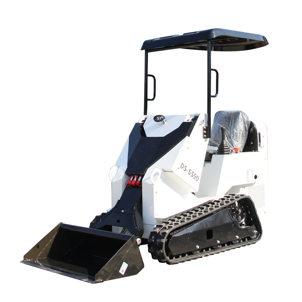 Ride-On Mini Skid Steer Loader, 15HP Gas Engine, Industrial Tracks & Quick-Attach System for Landscaping and Construction (White)