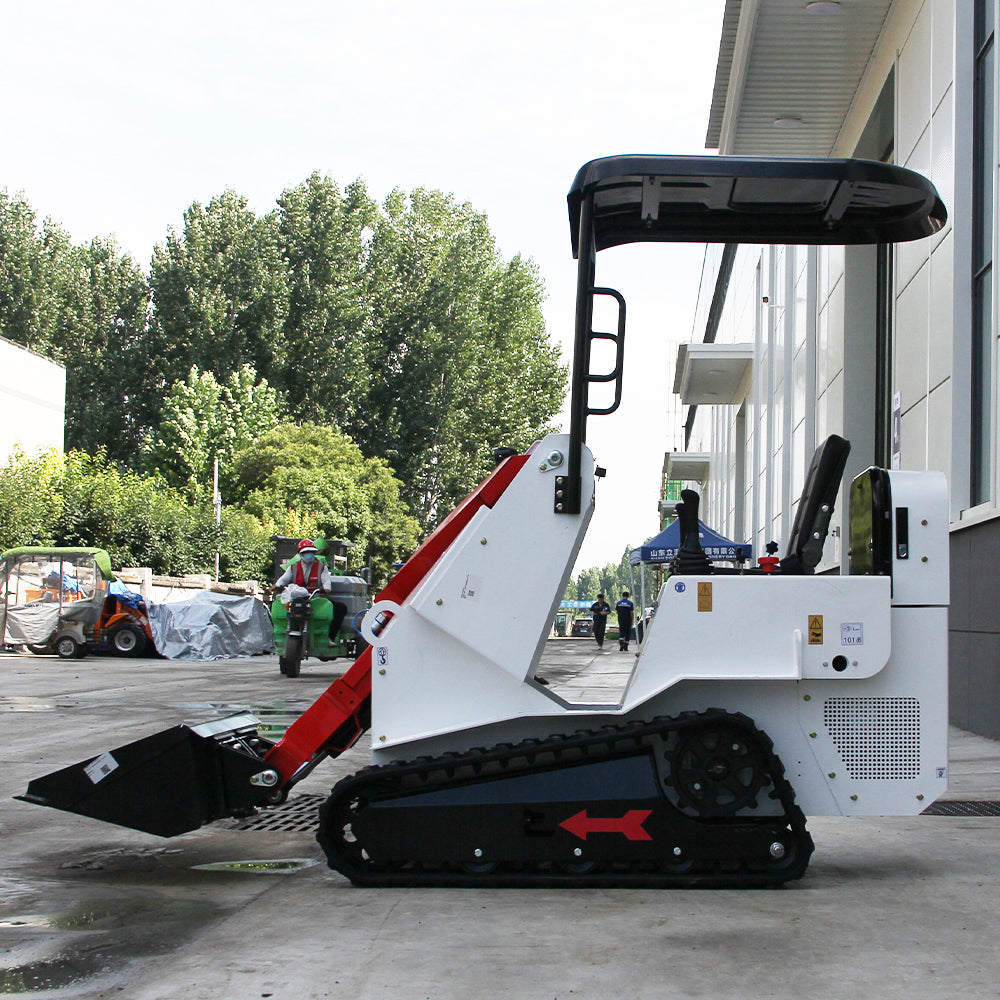 B&S Engine Gas-Powered Mini Skid Steer Loader, Stand-On Mini Loader with Heavy-Duty Tracks, Compatible with Mini Skid Steer Attachments (red-white)