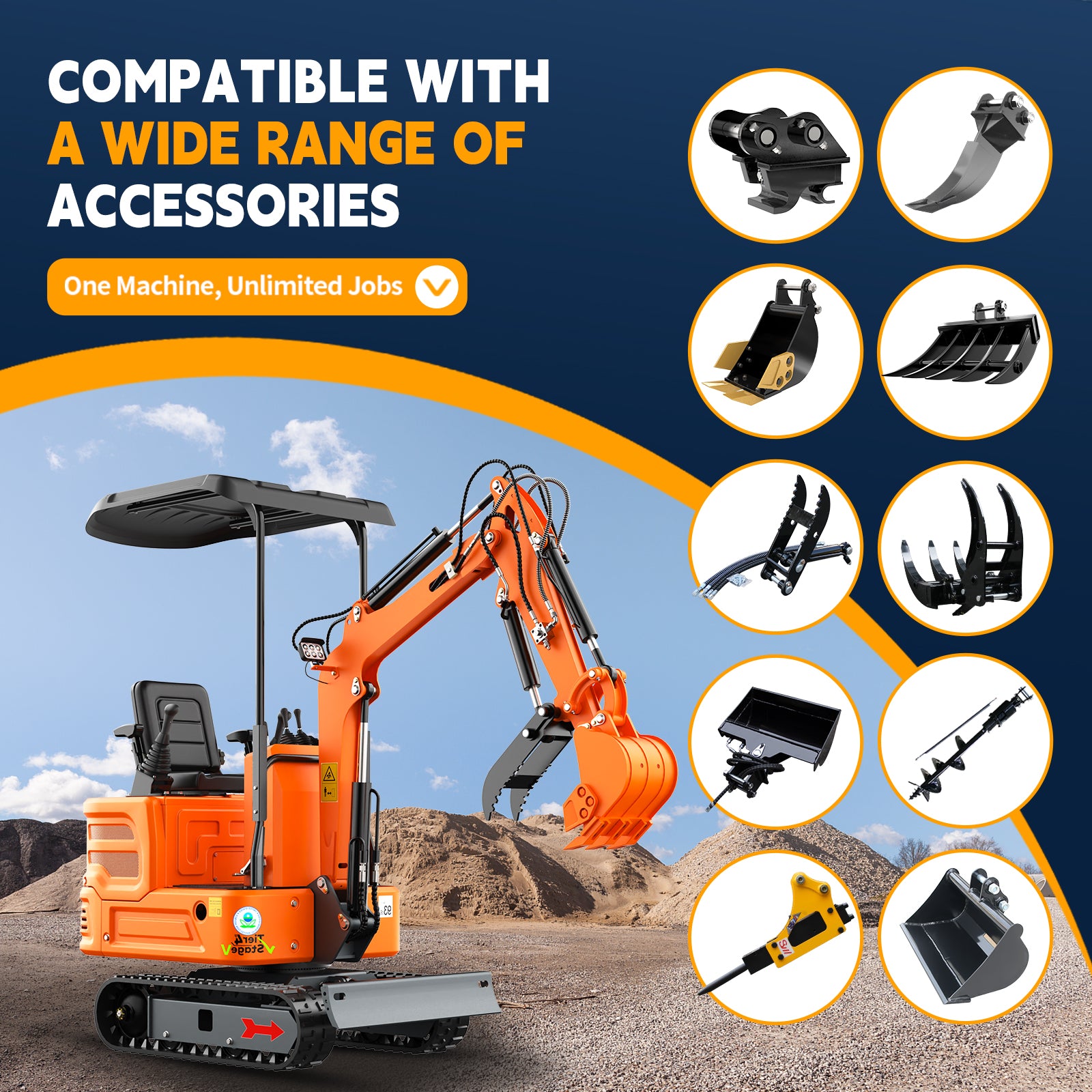 DigMaster 1.2-Ton Mini Excavator Equipped with Pilot System 13.5HP B&S Petrol Engine Suitable for Homes Farms Municipal Parks Etc EPA Certification