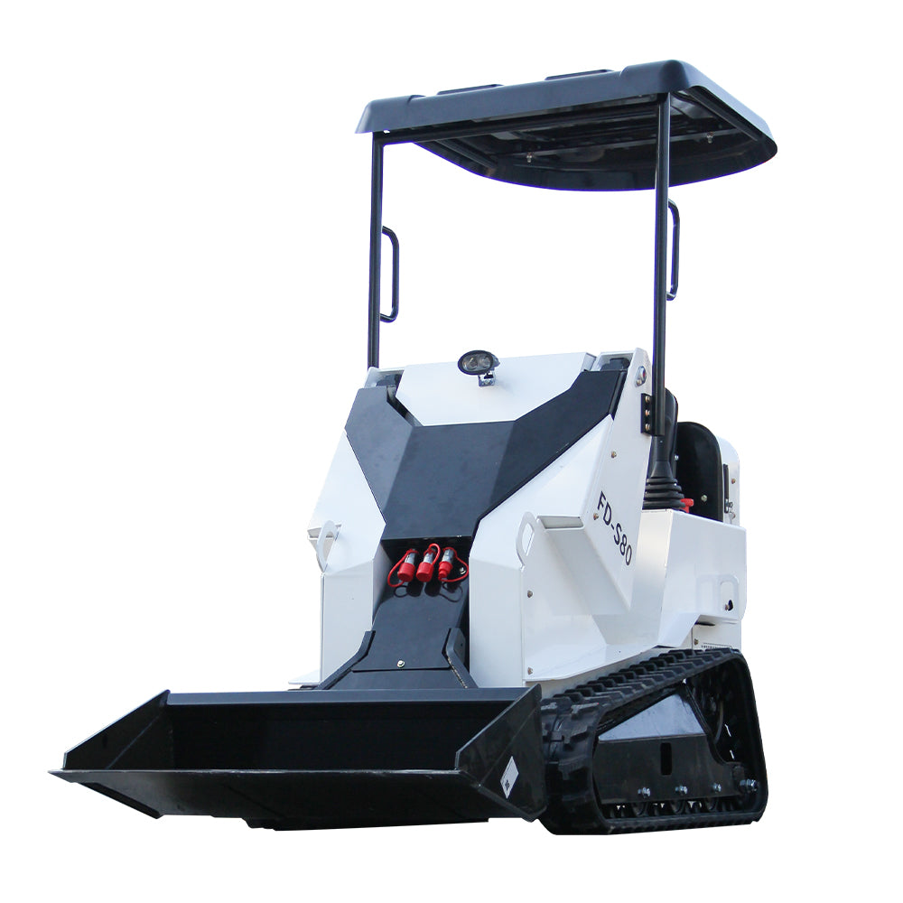 Ride-On Mini Skid Steer Loader, 15HP Gas Engine, Industrial Tracks & Quick-Attach System for Landscaping and Construction (White)