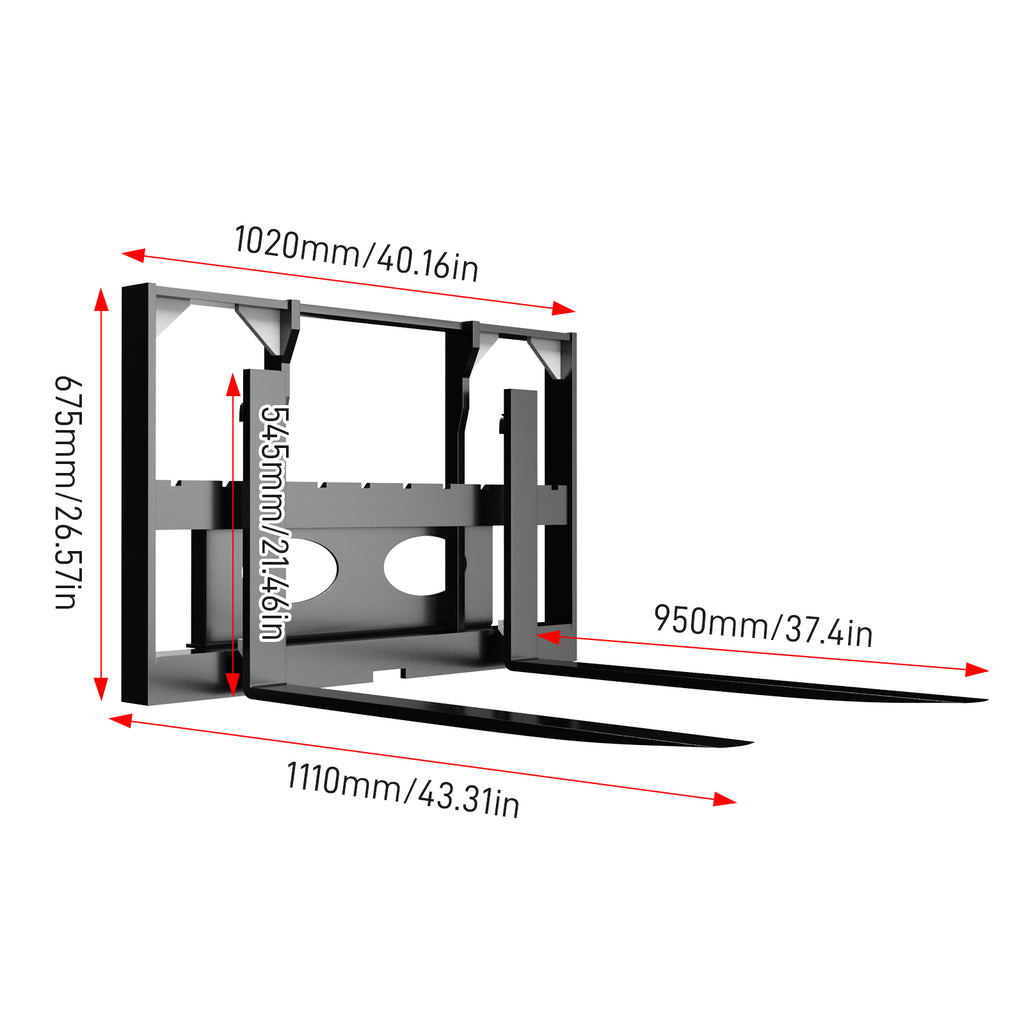 40 Pallet Fork Carriage with 37 Fork Blades for Mini Skid Steer Loader Fork At