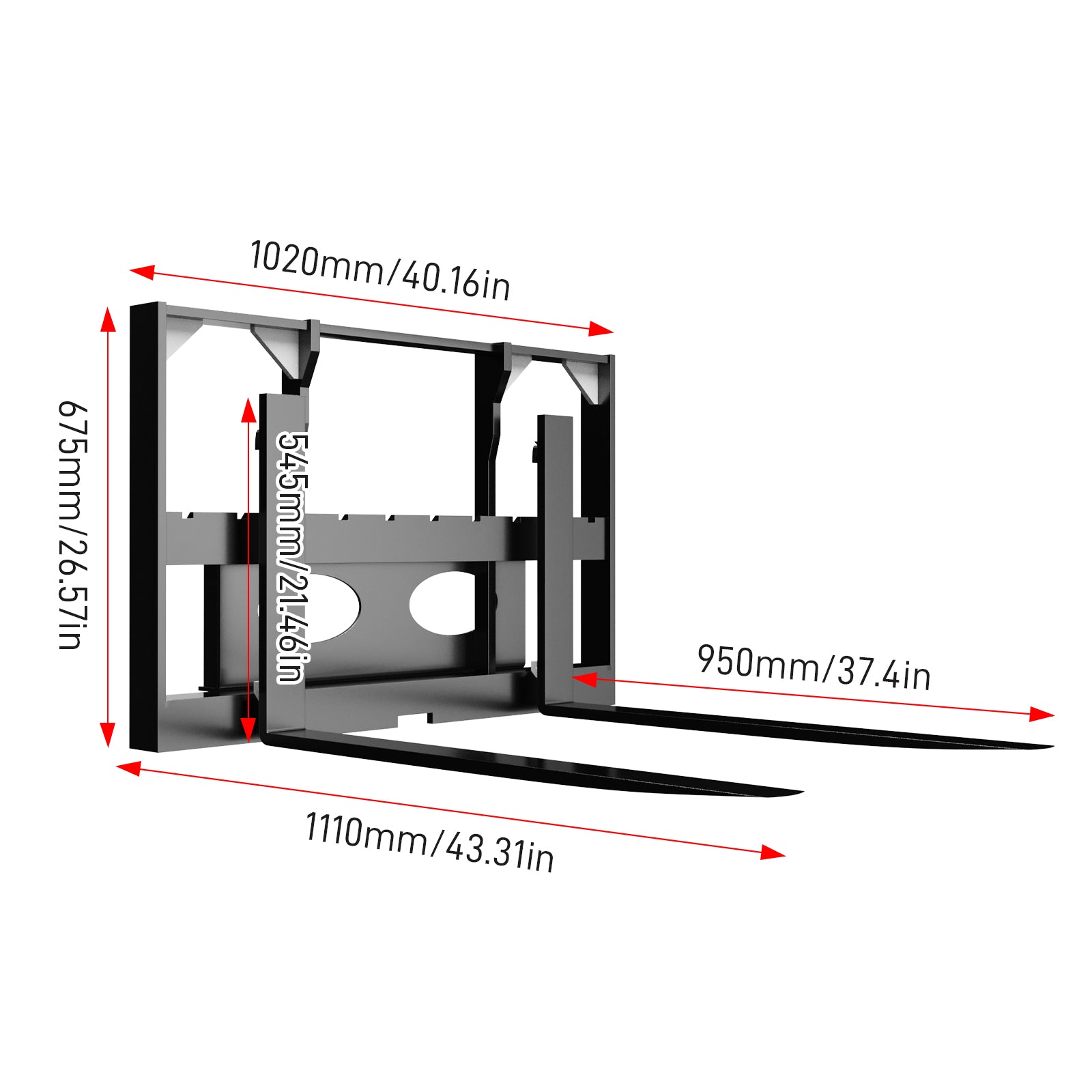 40 Pallet Fork Carriage with 37 Fork Blades for Mini Skid Steer Loader Fork At