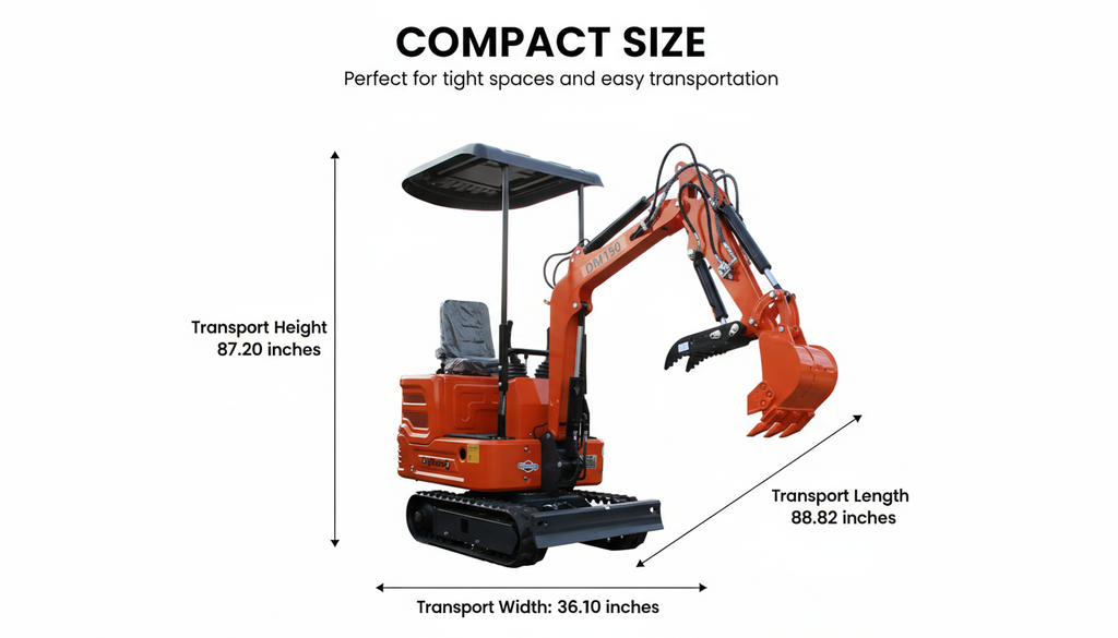 DM150 Mini Excavator - Compact 2000lb Gasoline Powered Digger with Briggs & Stratton Engine